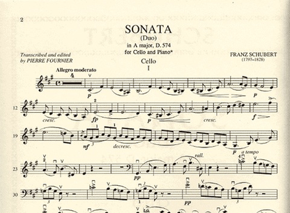 Schubert, Franz (Fournier): Duo Sonata D.574 a (cello & piano)