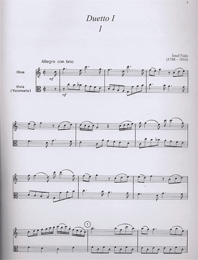 Fiala, Josef: Two Duets for Oboe and Viola or Cello, Barenreiter