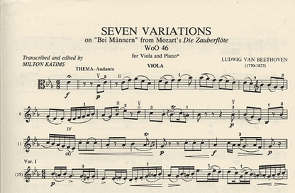 Beethoven, L.Van: Seven Variations on Bei Mannern from Magic Flute (viola & piano) IMC