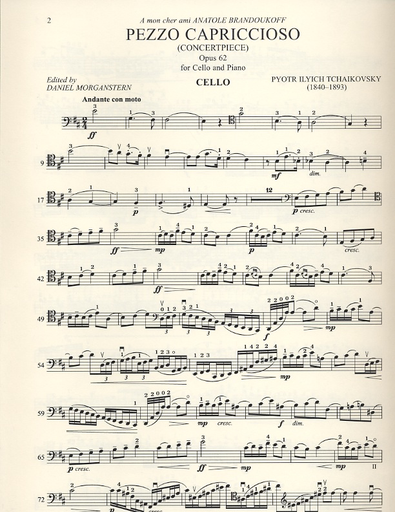 Tchaikovsky, P.I. Morganstern, editor) : Pezzo Capriccioso Concertpiece, Op. 62 (cello & piano)