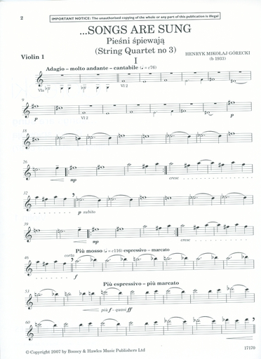 Gorecki, Henryk: String Quartet No. 3 Op. 67...songs are sung