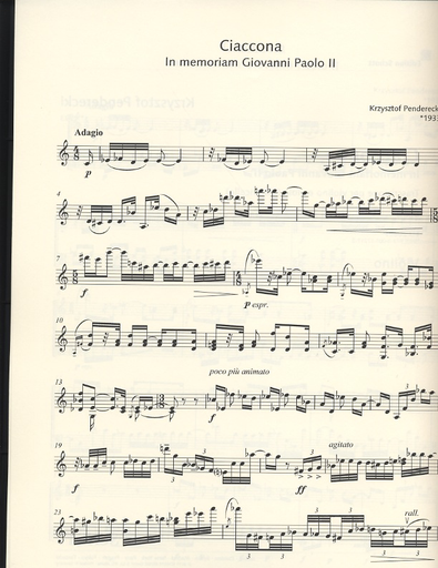 Penderecki: Ciaccona (violin & viola/or cello)