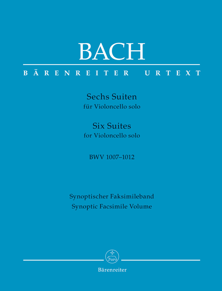 Bach, J.S. (Talle): 6 Suites for Cello Solo, BWV1007-1012, Synoptic facsimile volume (cello) Barenreiter