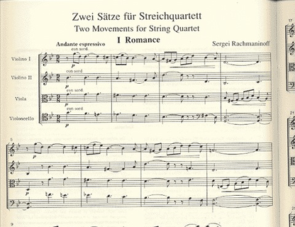 Rachmaninoff, Sergei: Two Movements for String Quartet, score and parts
