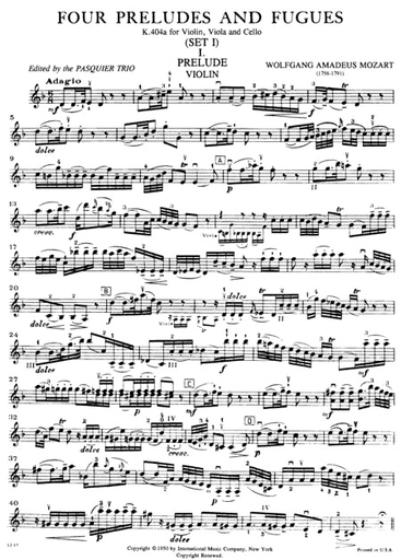 Bach, J.S./Mozart, W.A.: Six Preludes and Fugues, Set 1 (Violin, Viola & Cello)