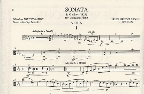 Mendelssohn, Felix: Sonata in C minor (viola & piano)