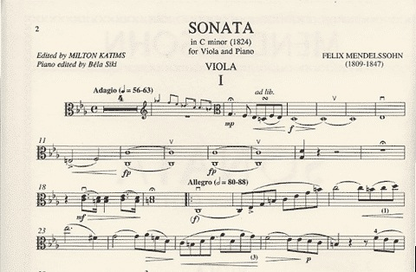 Mendelssohn, Felix: Sonata in C minor (viola & piano)