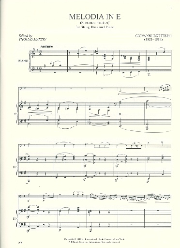 Bottesini, Giovanni (Martin): Two Melodies-Melodia in E (Romanza Patetica) and Melody No. 4 ''Auld Robin Gray'' (Variations on a Scottish Air'' for String bass & piano