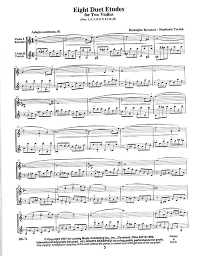 Kreutzer, Rudolphe (Tretick): Eight Duet Etudes for Two Violins