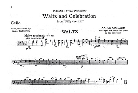Copland, A.: Waltz & Celebration from ''Billy the Kid'' (cello & piano)