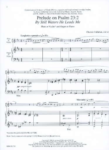 Callahan, Charles: Four Psalm Preludes (flute or violin, organ or piano)