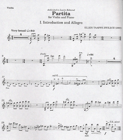 Zwilich, Ellen Taaffe: Partita (violin & piano)
