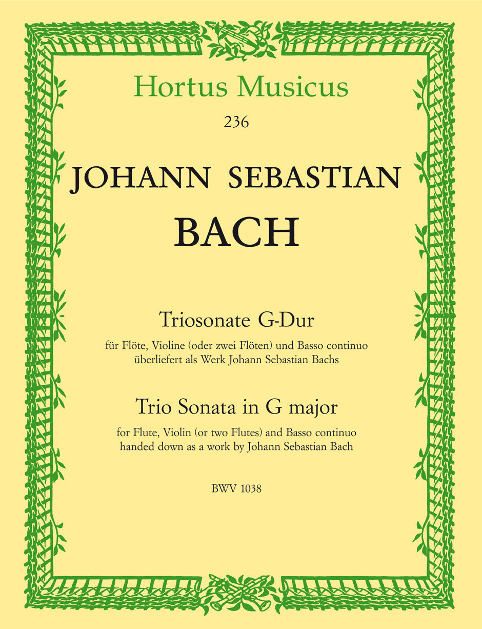 Bach, J.S.: Triosonate for flute, violin and Basso Continuo (keyboard & optional cello) Barenreiter