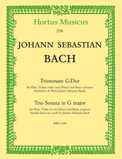 Bach, J.S.: Triosonate for flute, violin and Basso Continuo (keyboard & optional cello) Barenreiter