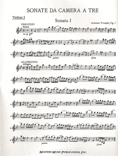 Vivaldi, Antonio: Sonate da camera a tre, Op. 1 Bk.1 (2 violins, cello, piano)