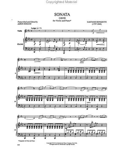 Donizetti, Gaetano: Sonata, 1819 (violin & piano)