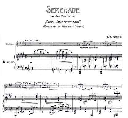 Korngold, E.W.: Serenade from ''The Snowman'' (cello or violin and piano)