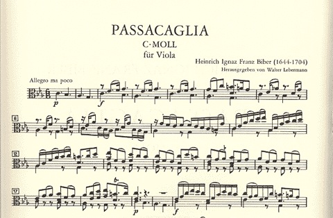 Biber, H.I.F.: Passacaglia in C Minor (Viola) PETERS