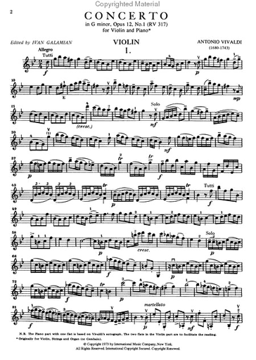 Vivaldi, Antonio: Concerto in G minor RV317, Op.12 No.1 (violin & piano)