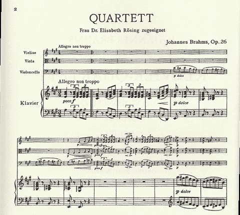 Brahms, Johannes: Piano Quartet in A major Op.26 (violin, viola, cello, piano)