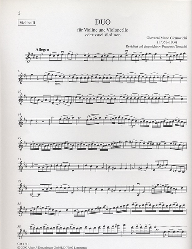 Giornovichi, G.M.: Duo for Violin & Cello or Two Violins