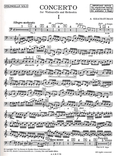 Khachaturian, A.: Cello Concerto (cello & piano)