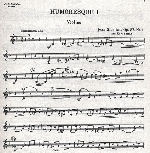 Sibelius: Humoresque #1 Op.87#1 (violin & piano)