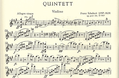 Schubert, F.: "Trout" Quintet Op.114 (piano, violin, viola, cello, bass)