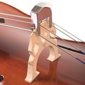 Chrome-plated brass cello practice mute, German 2-prong