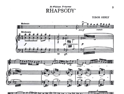 Serly, T.: Rhapsody on Folk Songs Harmonized by Bela Bartok (viola & piano)