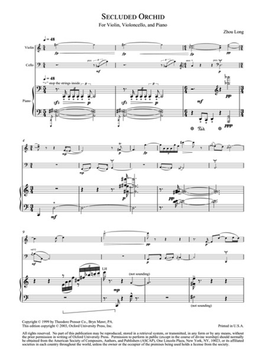 Long, Z.: Secluded Orchid (violin, cello, and piano)