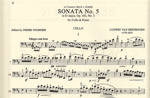 Beethoven (Fournier): Sonata #5 in D major, Op.102#2 (cello & piano)