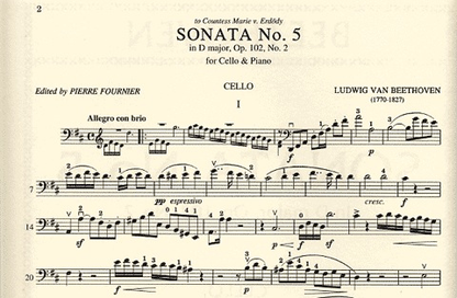 Beethoven (Fournier): Sonata #5 in D major, Op.102#2 (cello & piano)