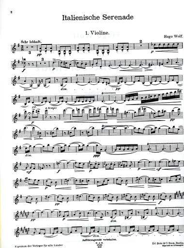 Wolf, Hugo: Italian Serenade in G major (string quartet) set of parts