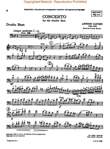 Capuzzi, A. (Baines): Concerto in F (double bass & piano)