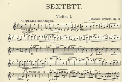 Brahms, Johannes : String Sextet in Bb major, Op.18 (2 violins, 2 violas, 2 cellos)