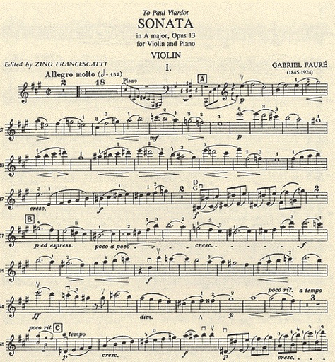 Faure, Gabriel (Francescatti): Sonata in A major Op.13 (violin & piano) IMC