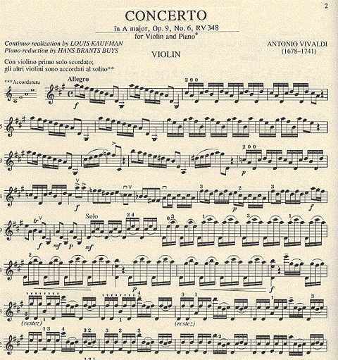 Vivaldi, A.: Concerto in A Op.9 No.6 (violin & piano)