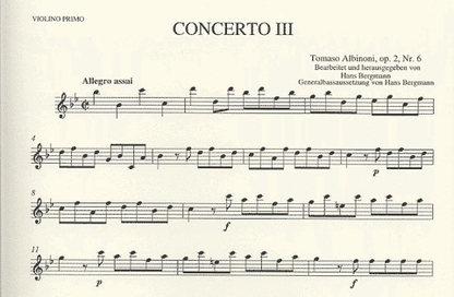 Albinoni, T.: Concerto No. 3 Op.2/6 (violin & piano)