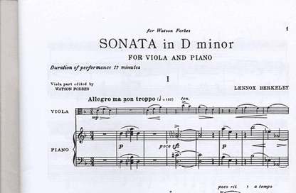Berkeley, Lennox.: Sonata Op.22 in D minor (viola & piano)
