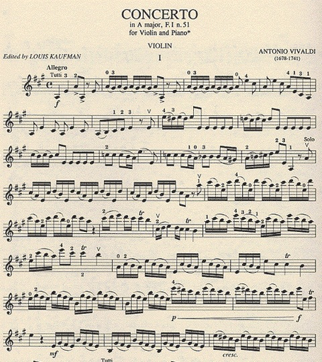 Vivaldi, A.: Concerto in A major  F.I. N. 51 from ''La cetra''(violin & piano)