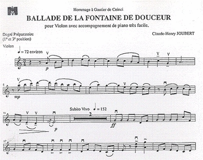 Joubert, Claude Henry: Ballade de la Fontaine Douceur (violin & piano)