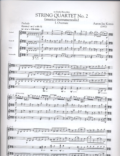 Kernis, Aaron Jay: String Quartet No. 2- musica instrumentalis (score and parts)