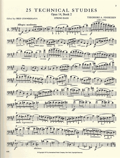 Findeisen, T.A. (Zimmerman): 25 Technical Studies, Op.14 Volume 2 (bass)