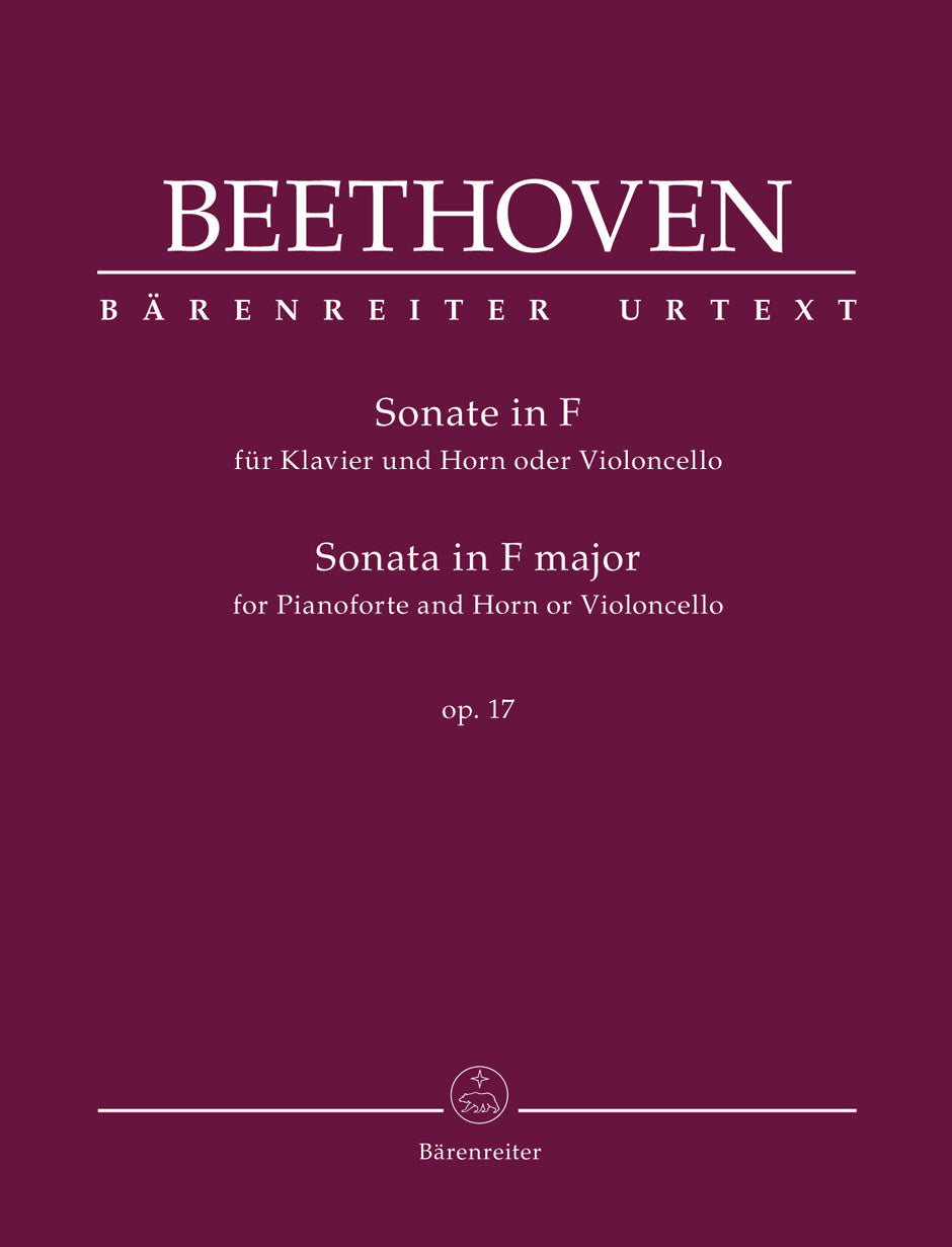 Beethoven, Ludwig van (Del Mar): Sonata for Pianoforte and Horn or Violoncello in F major op. 17, Barenreiter Urtext