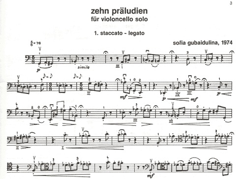Gubaidulina, Sofia: 10 Preludes for cello solo
