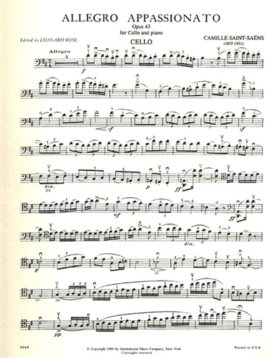 Saint-Saens, Camille (Rose): Allegro Appassionato Op.43 (cello & piano) IMC
