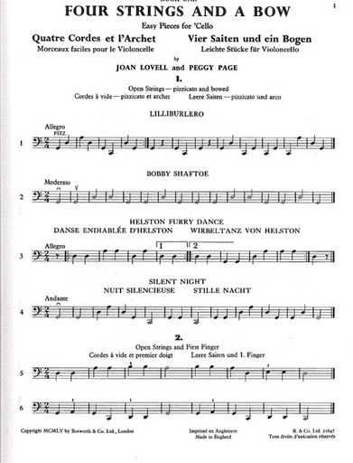 Lovell, Joan & Peggy Page: Four Strings and a Bow Bk.1 (cello & piano)