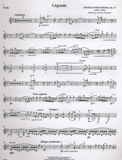 Wieniawski, Henryk (Saenger): Legende Op.17 (violin, Piano, CD)
