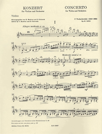 Tchaikovsky, P.I. (Oistrakh): Violin Concerto (violin & piano)